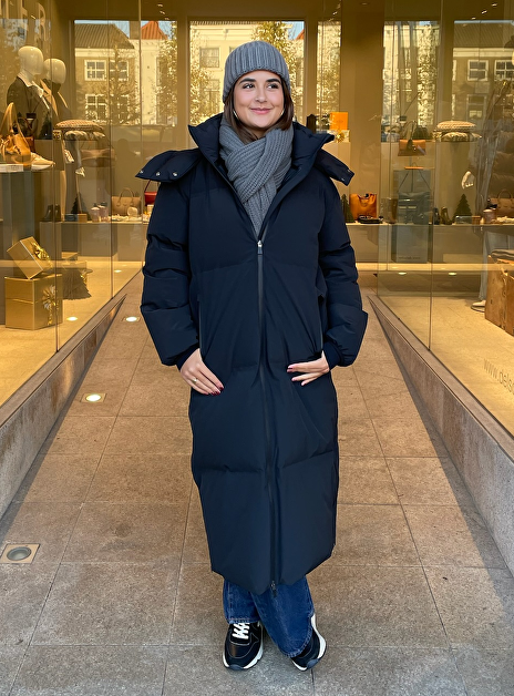 puffer jas lang mat zwart