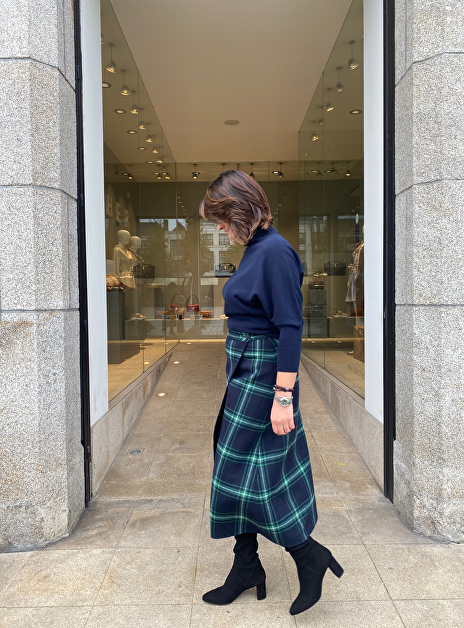 Rok angela double face blauw groen ruit