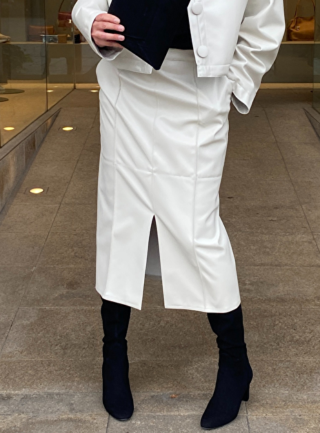 Rok derien2 faux leder offwhite