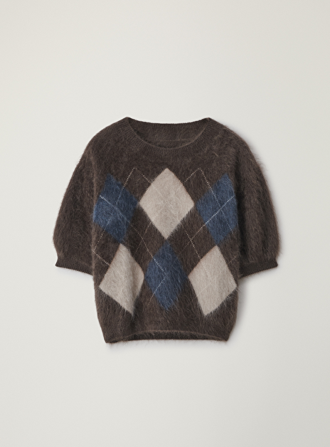 Pull juniper bruin met ruit brushed cashmere