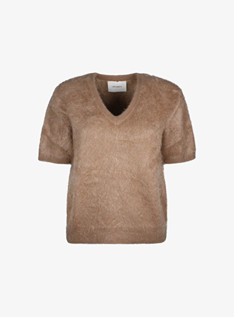 Pull lovisa brushed camel korte mouw