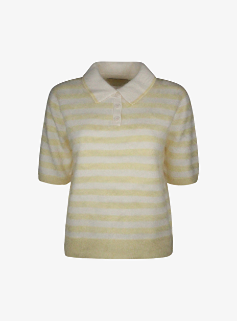 Pull polo selva streep off white geel