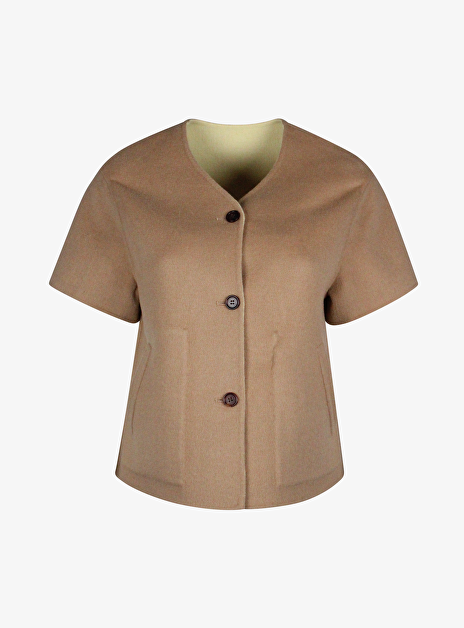 Jasje Amine korte mouw double face camel licht geel