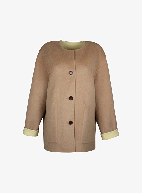 Jasje elika double face camel licht geel