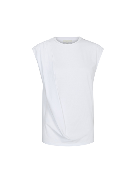 Top wit met draperie