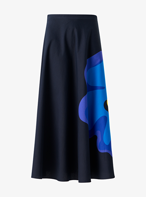 Rok blue black met bloem dessin