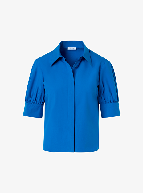 Blouse kobalt blauw met pofmouw