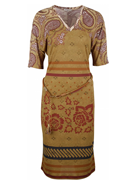 Jurk paisley dessin mosterd