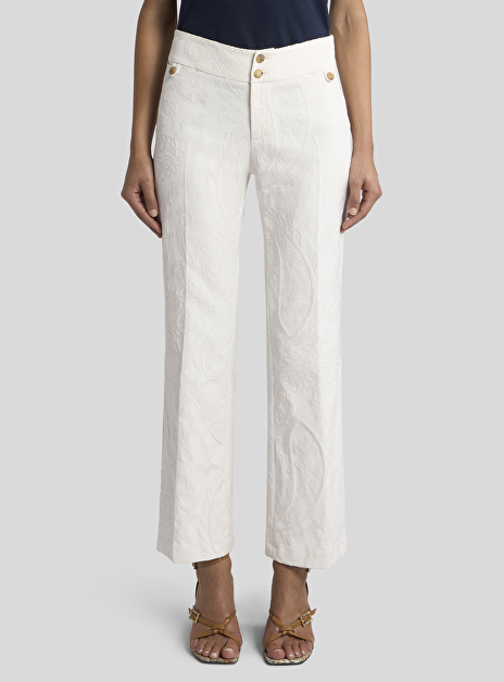 Flared pantalon off white dessin