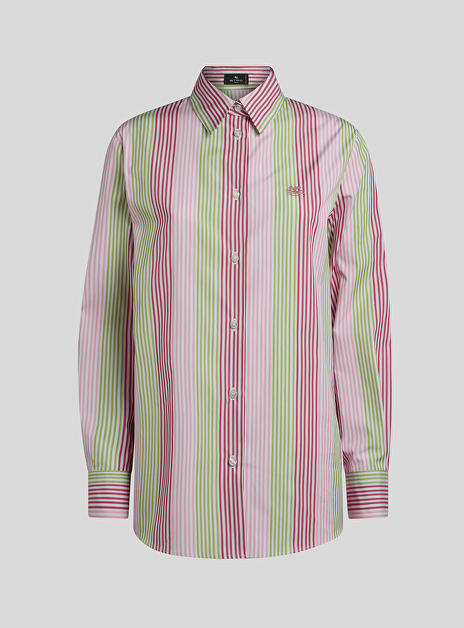 Blouse roze groen streep