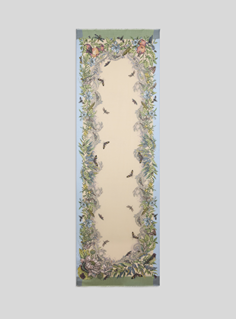 Shawl nude blauw groen dessin