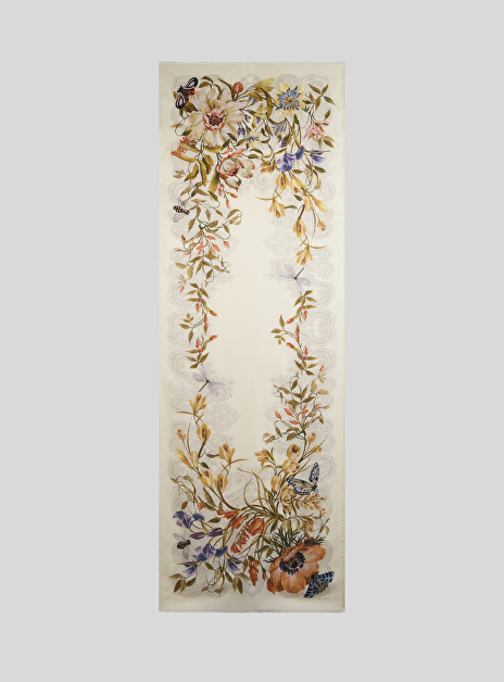 Shawl offwhite vlinders bloemen dessin