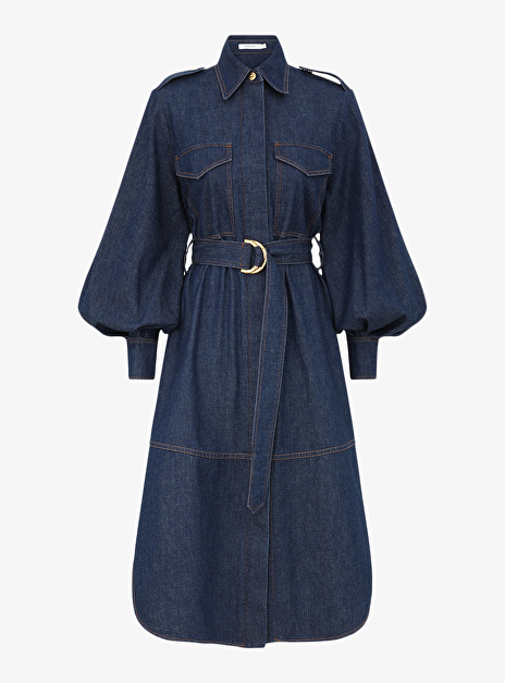 Denim Cargo Midi Dress