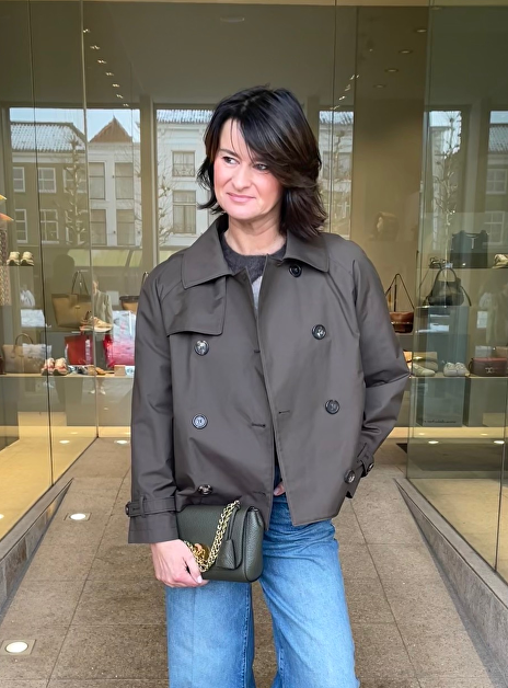 Jas korte trench donkergroen