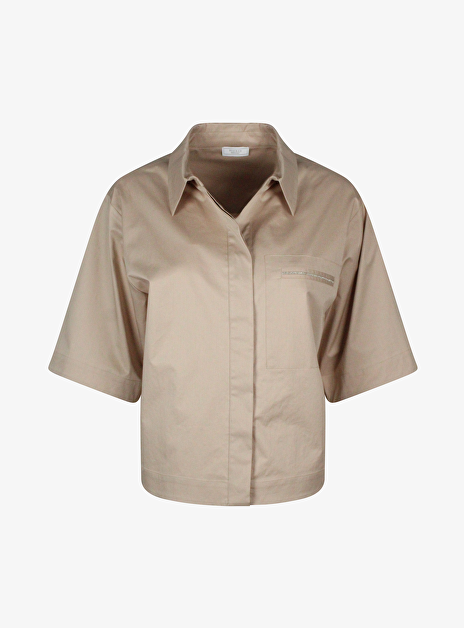 Blouse boxy camel korte mouw