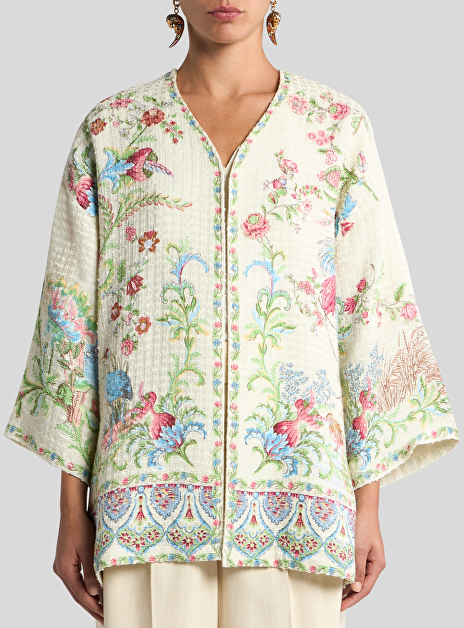 Blazer kimono stijl creme wit paisley print