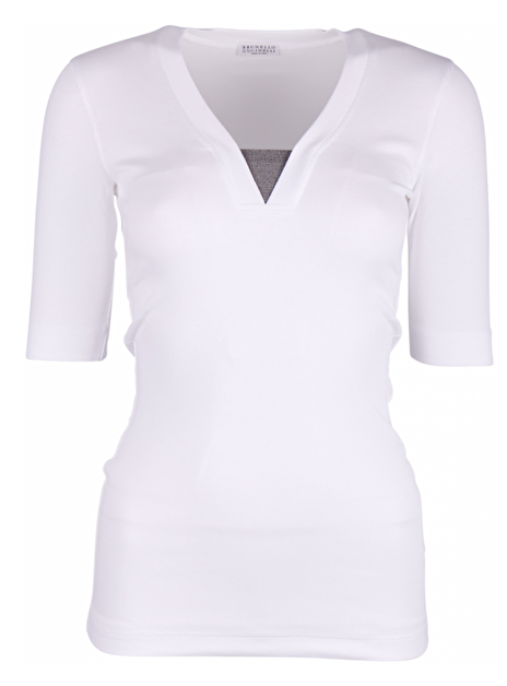 Shirt v-hals wit zilverglitter