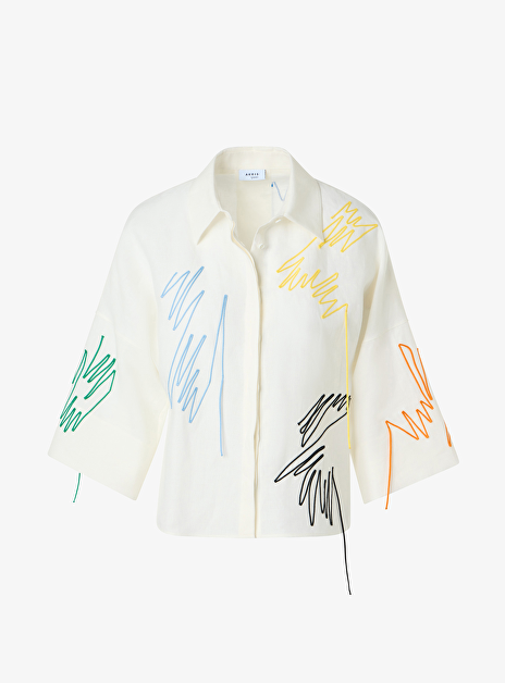 Blouse wit met decoratief gekleurde slierten