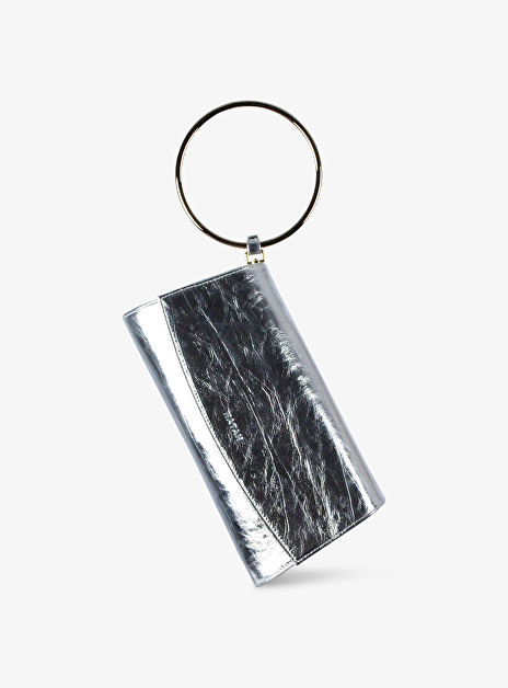 Tas clutch lak zilver met gouden ring