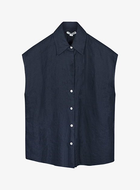 Blouse linnen met kapmouw marine