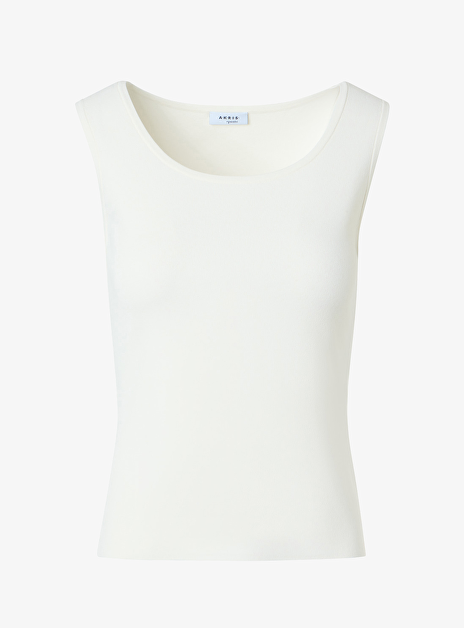 Top off white ronde diepe hals