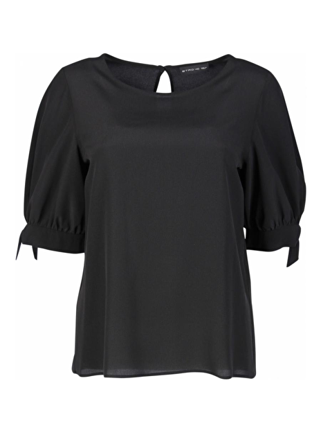 Top zijde zwart met pofmouwen