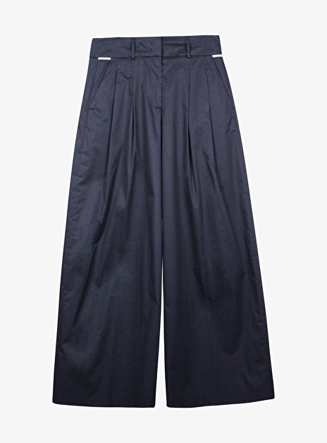 Pantalon bandplooi marine wijd katoen glitter randje