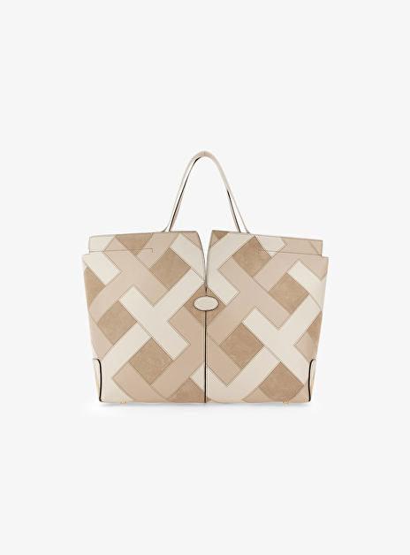 di bag folio shopper medium beige off white suede leder