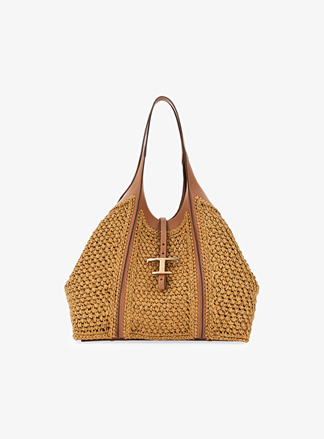 T timeless shopping bag in raffia