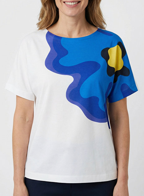 Shirt wit met bloem dessin