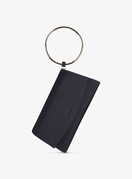 Tas clutch scuba zwart met gouden ring