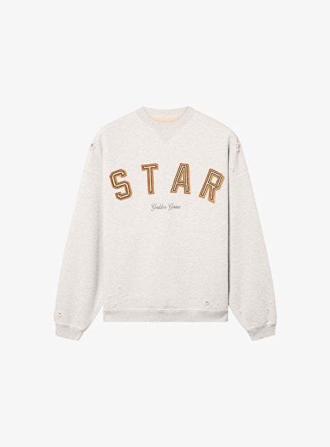 oversized sweater licht grijs met opdruk