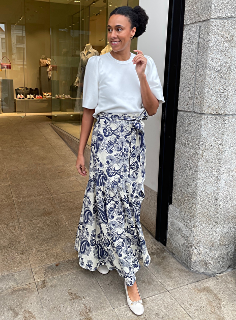 Rok marzia maxi blauw creme