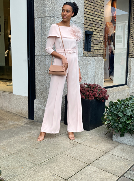 Jumpsuit crepe epou nude off shoulder