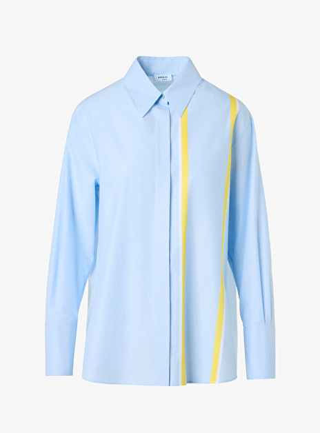 Blouse lichtblauw met gele streep