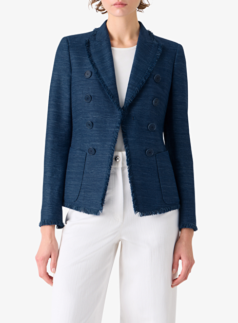 Blazer donkerblauw met gerafelde afwerking