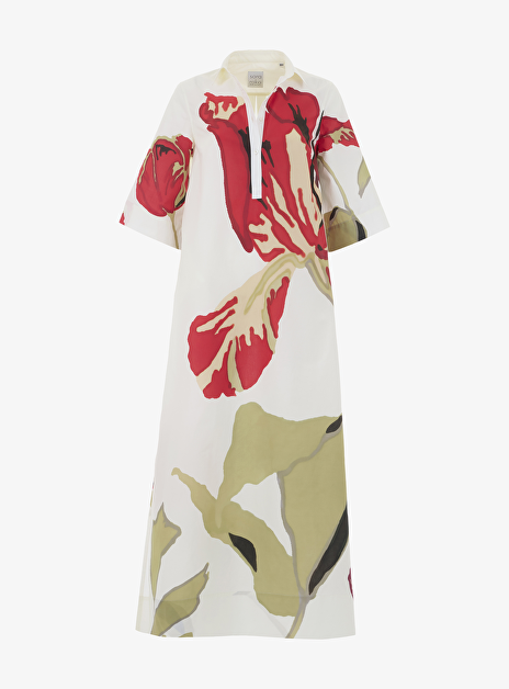 Jurk briella creme met rode bloemen