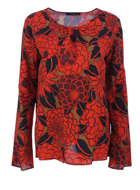 top zijde rood print met zwart