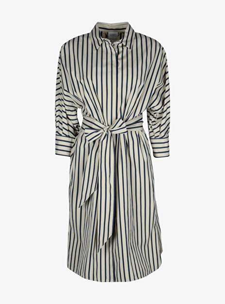 Jurk petra beige blauwe streep