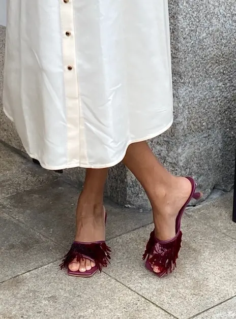 Sandaal amarant bordeaux met pailletten