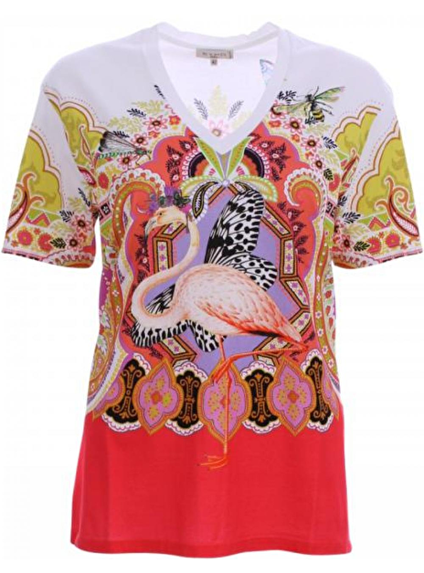 shirt wit met rood print