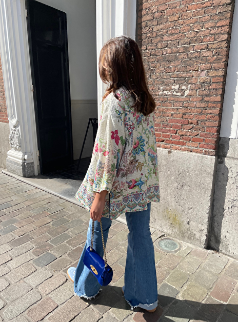 Blazer kimono stijl creme wit paisley print