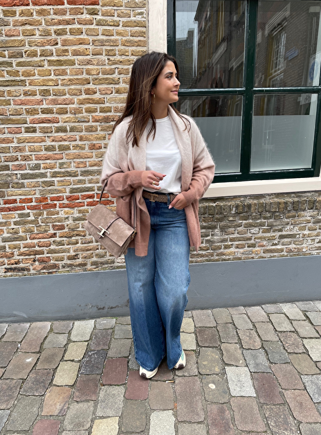 Vest kamelia dip dye beige poederroze