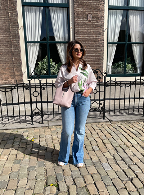 Blouse egora roze met bloemenprint