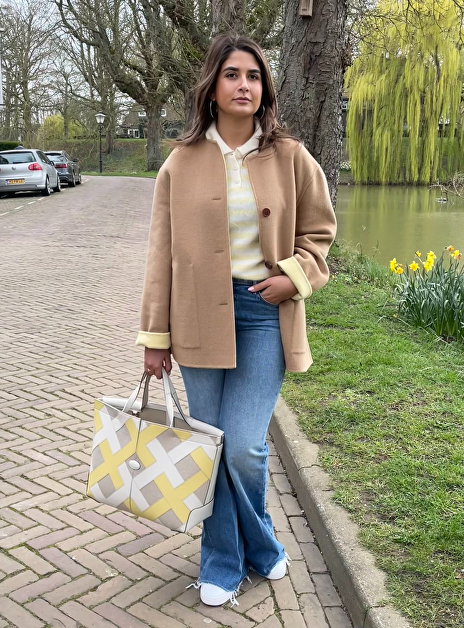 Jasje elika double face camel licht geel