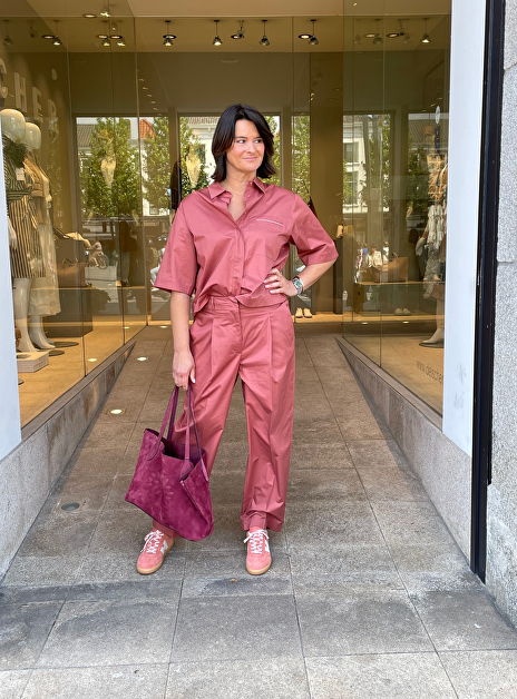 Pantalon katoen oud roze recht