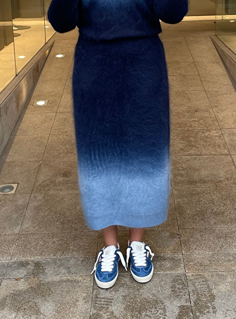 Rok katira dip dye navy lichtblauw