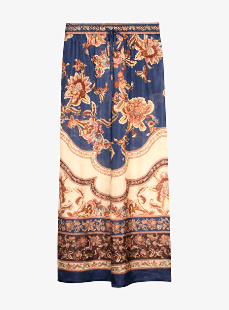 Pantalon aster blauw zijde dessin