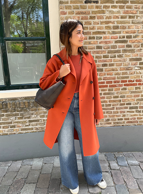 Jas smmmagnolia oranje wol double breasted