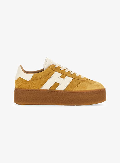 Sneaker h698 geel suede plateau zool
